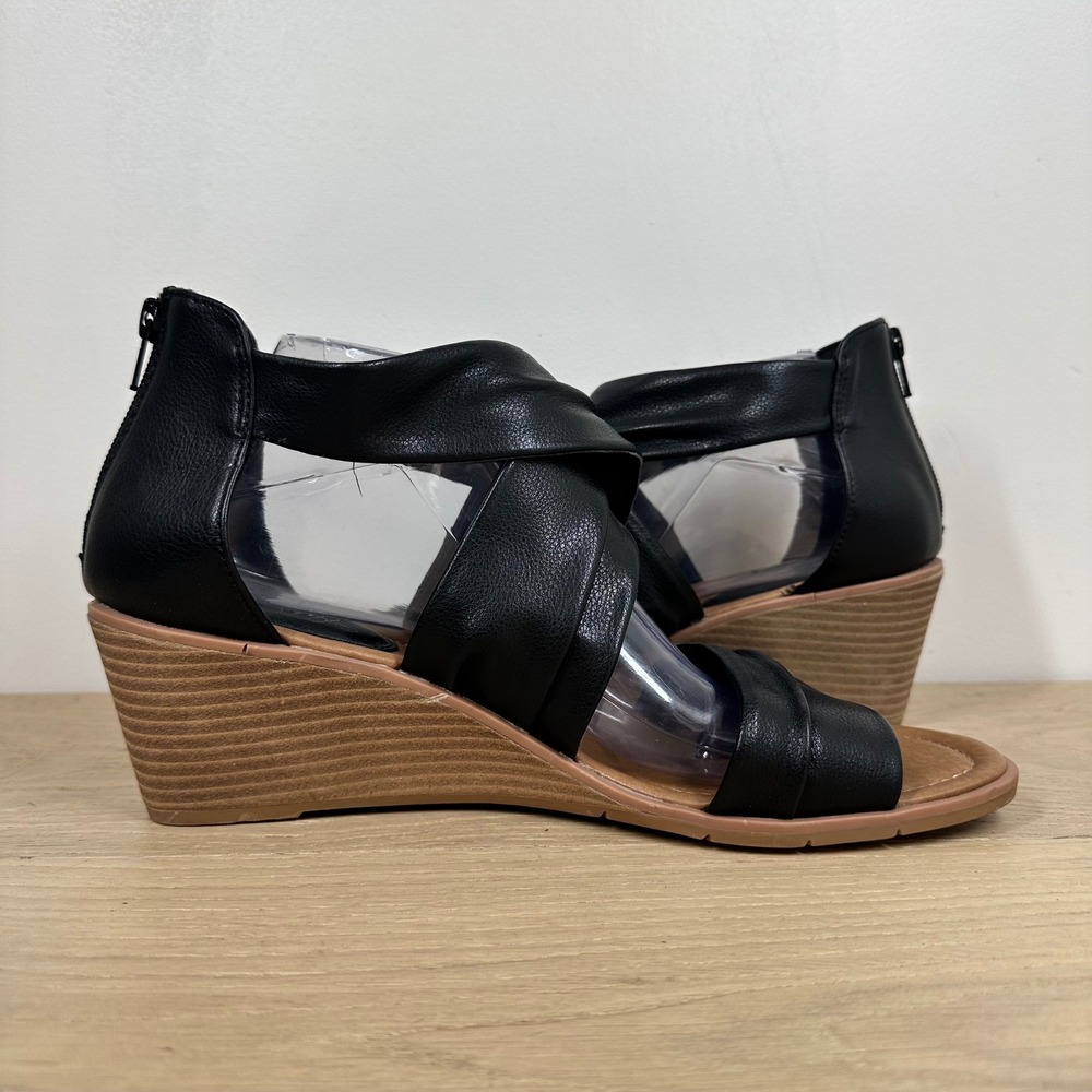 Eurosoft by Sofft Ginnifer Sandals Womens 11 Black Wedge Heel Strappy Comfort - Picture 7 of 12